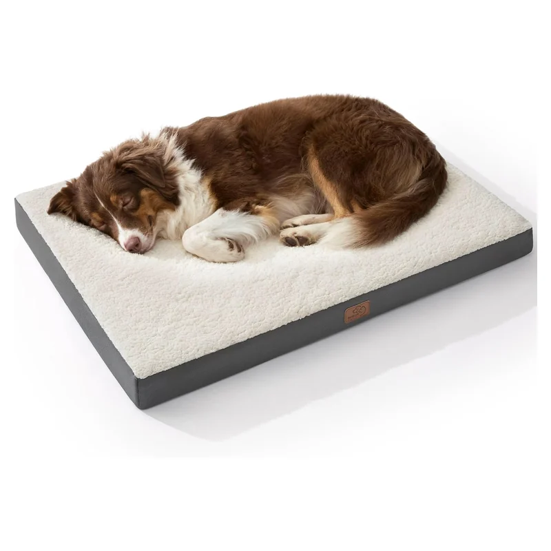 Bedsure Washable Dog Beds Large Sized Dog with Comfy Sherpa, 36x27in Grey